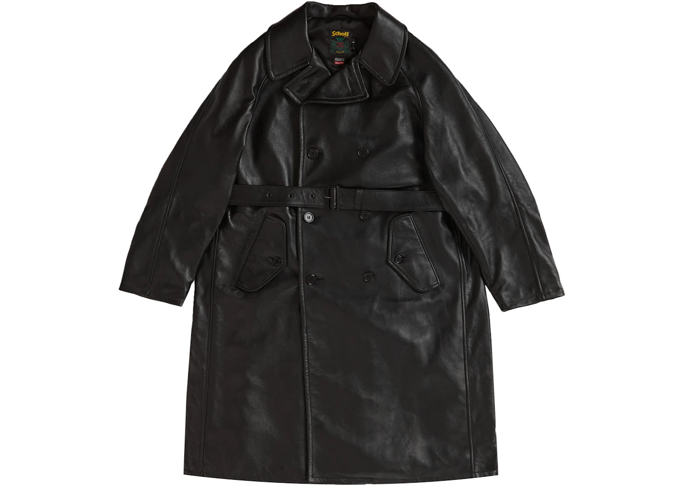 Supreme Schott Leather Trench Coat Black