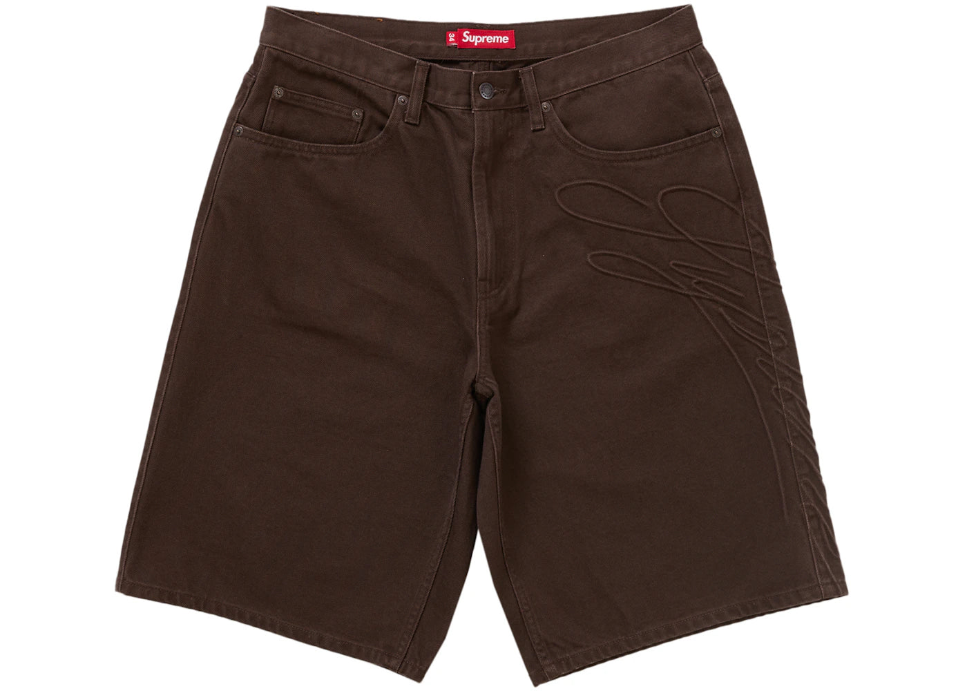 Supreme Script Baggy Denim Short Brown