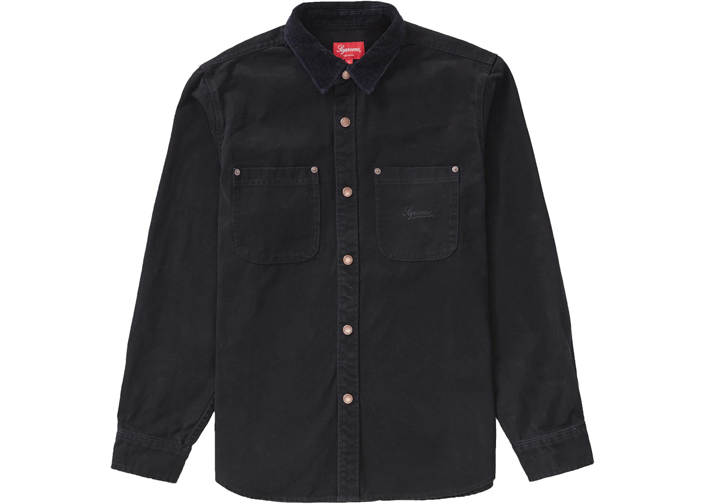 Supreme Script Canvas Snap Shirt Black