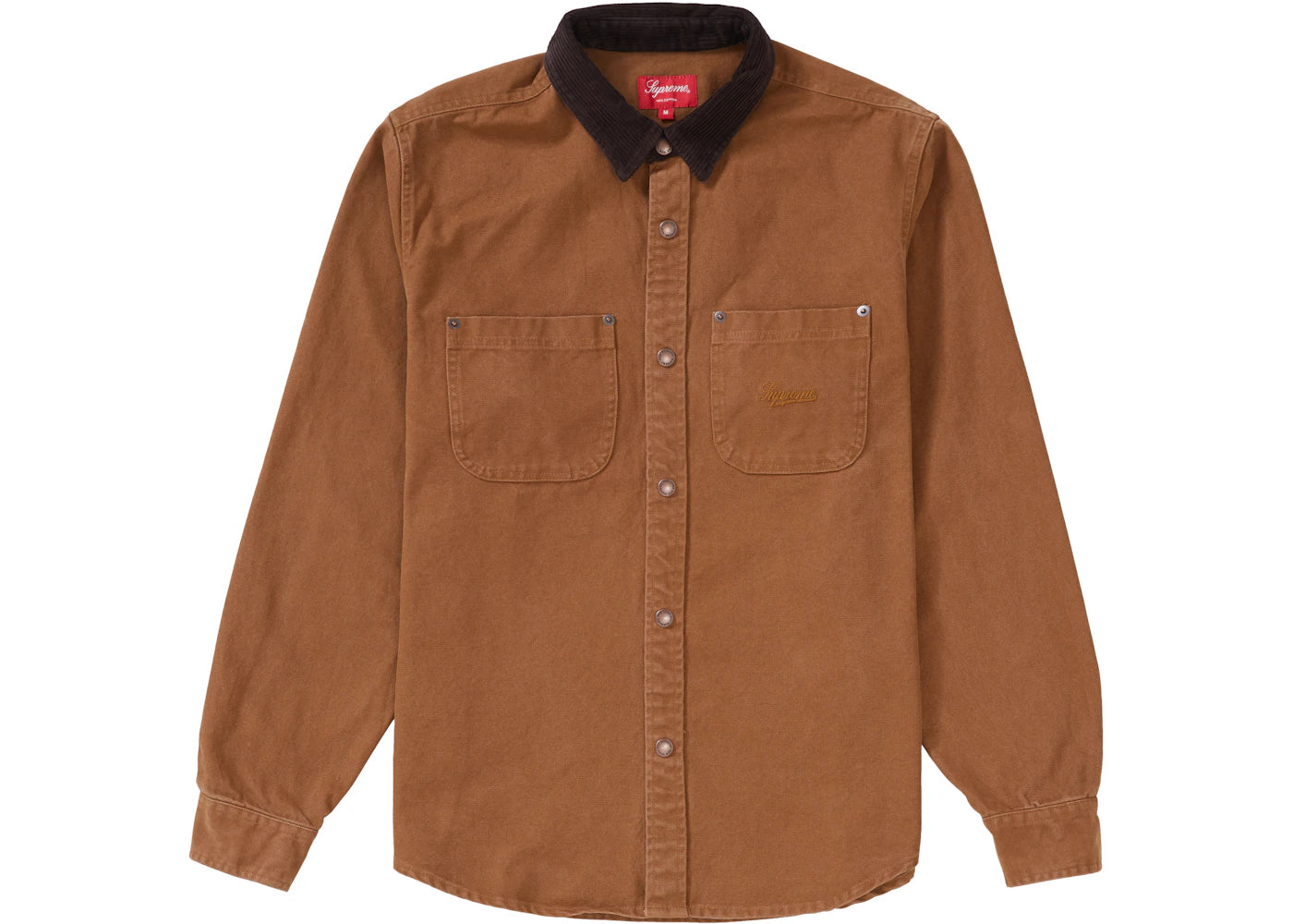 Supreme Script Canvas Snap Shirt Brown