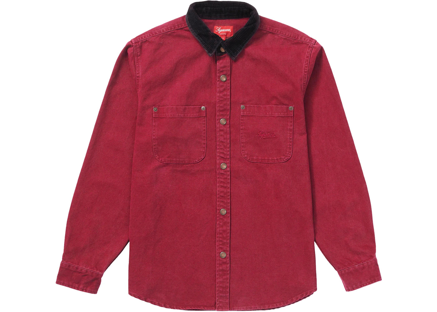 Supreme Script Canvas Snap Shirt Plum