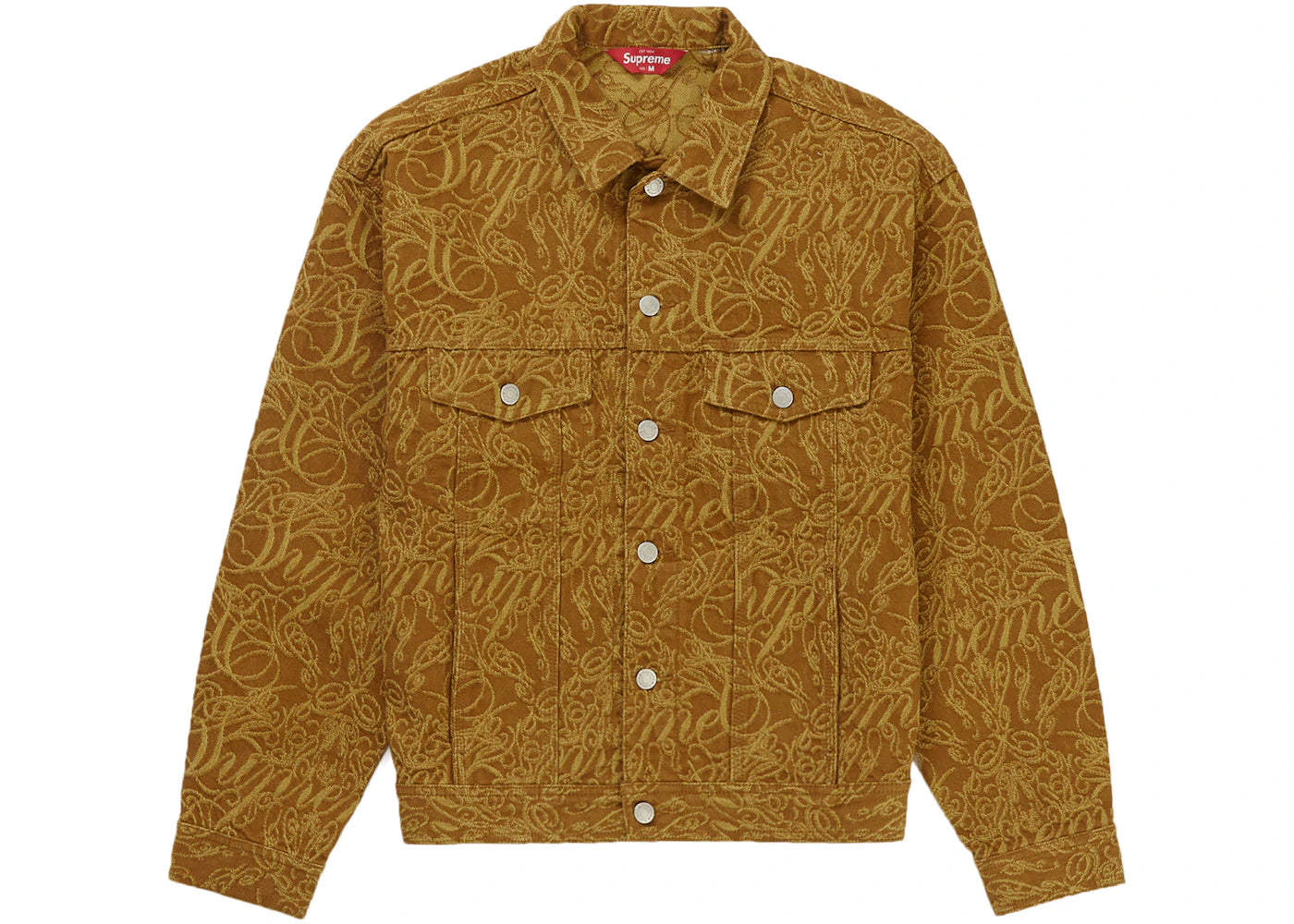 Supreme Script Jacquard Denim Trucker Jacket Brown