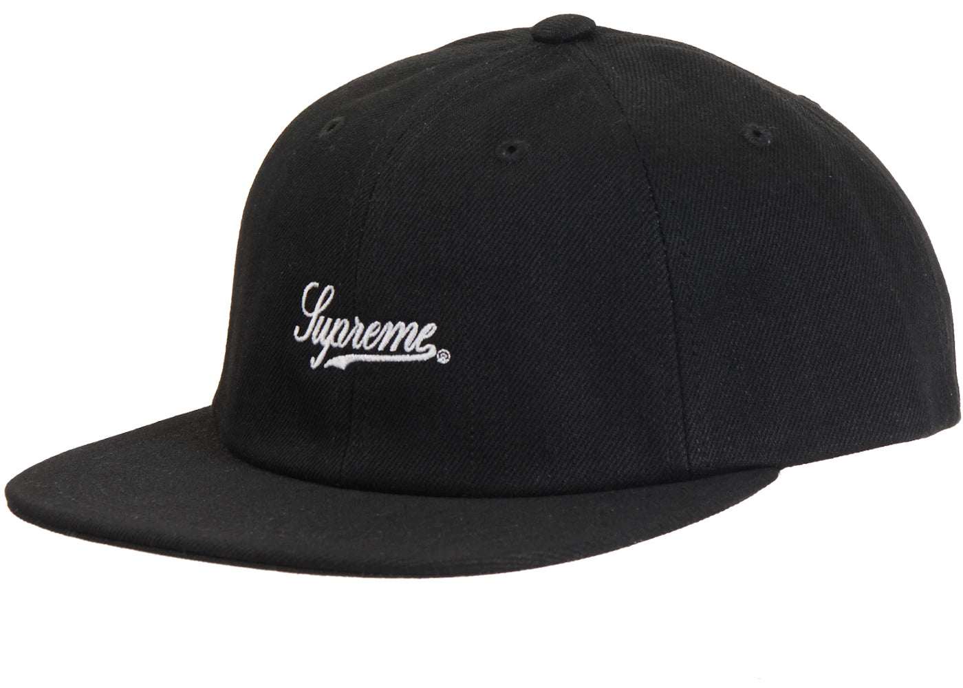 Supreme Script Logo 6-Panel Cap (SS24) Black