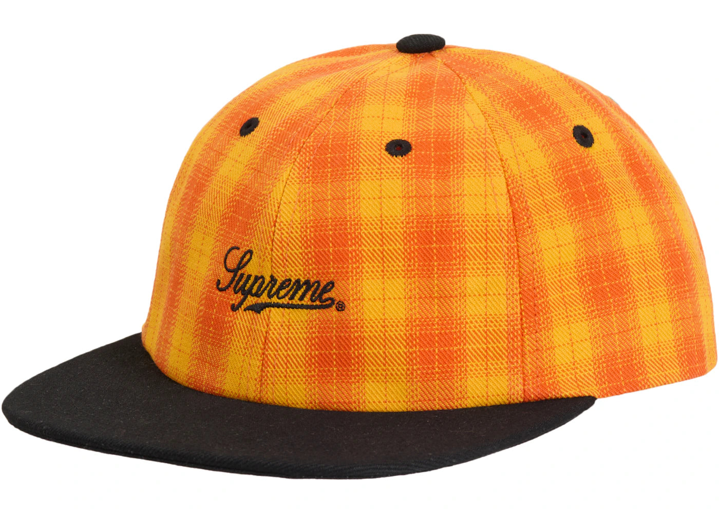 Supreme Script Logo 6-Panel Cap (SS24) Orange Plaid