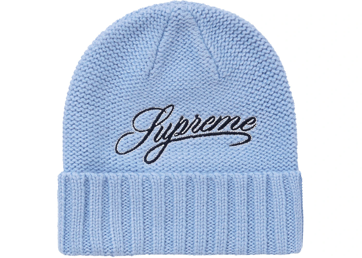 Supreme Script Logo Beanie Light Blue