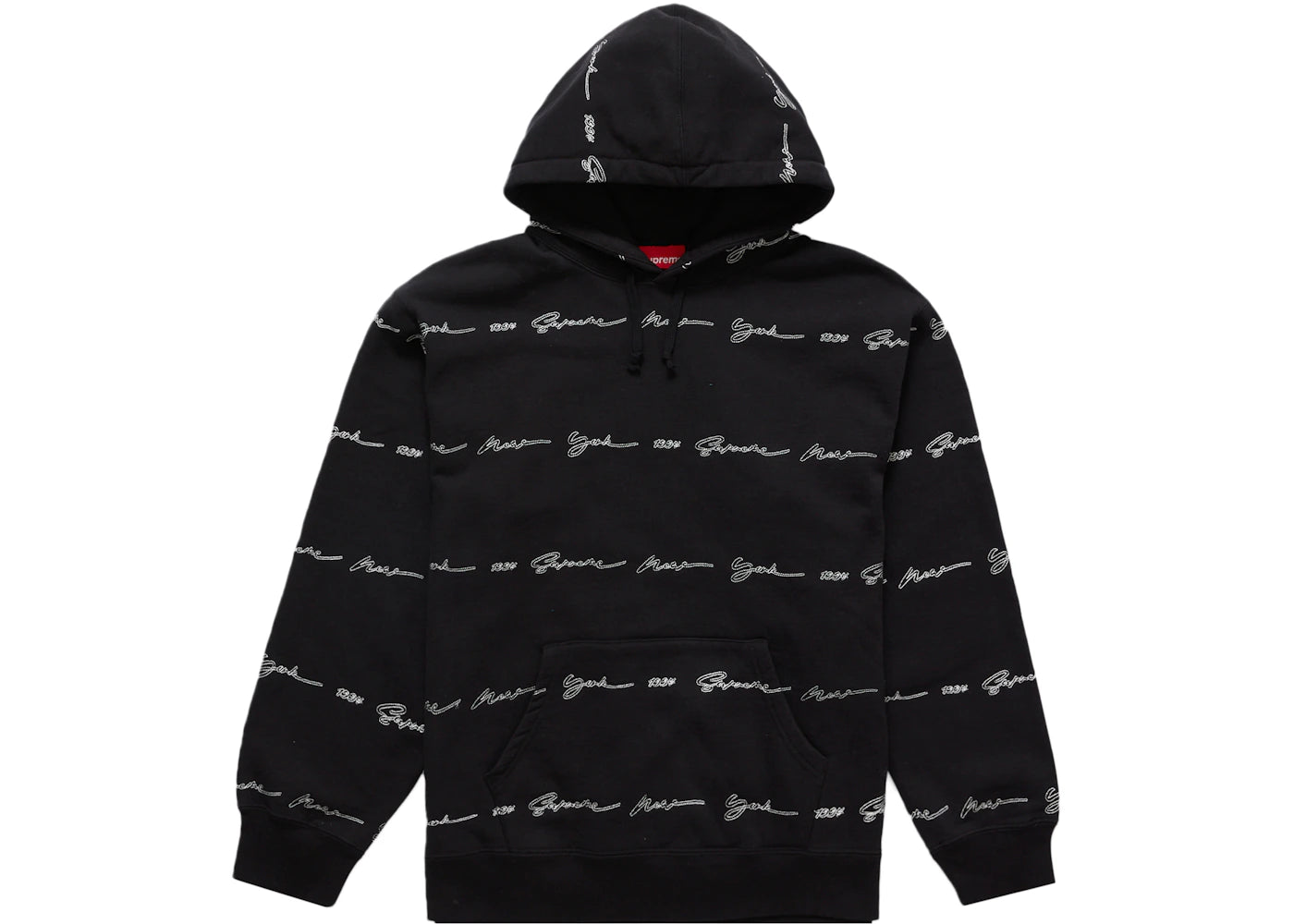 Supreme Script Stripe Hooded Sweatshirt Black
