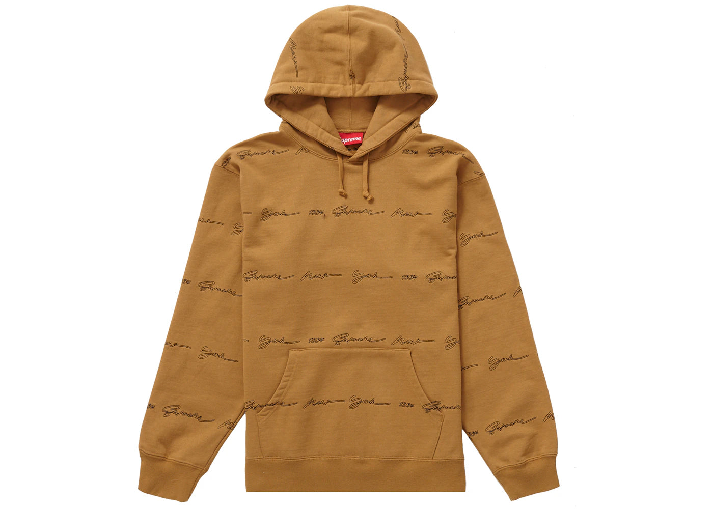 Supreme Script Stripe Hooded Sweatshirt Dark Mustard