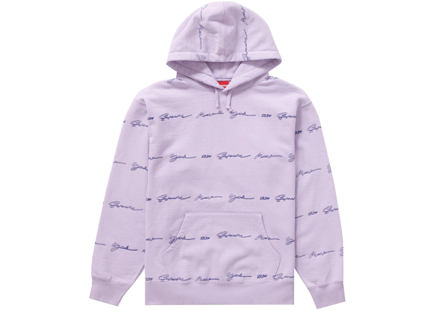 Supreme Script Stripe Hooded Sweatshirt Pale Purple