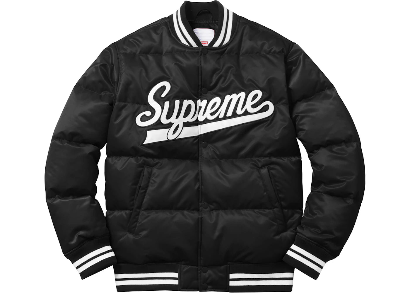 Supreme Script Varsity Puffy Jacket Black