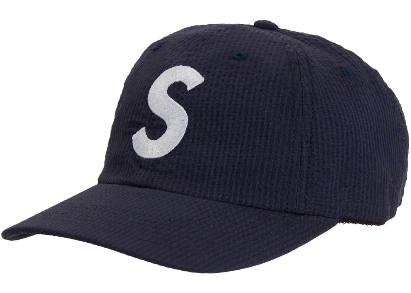 Supreme Seersucker S Logo 6 Panel Navy