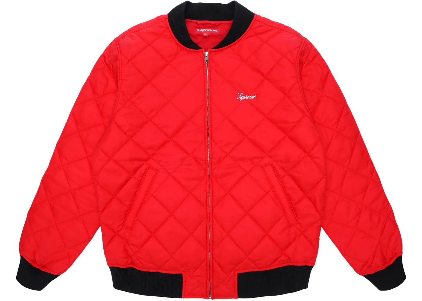 Supreme Sequin Patch Quilted Bomber Jacket Red