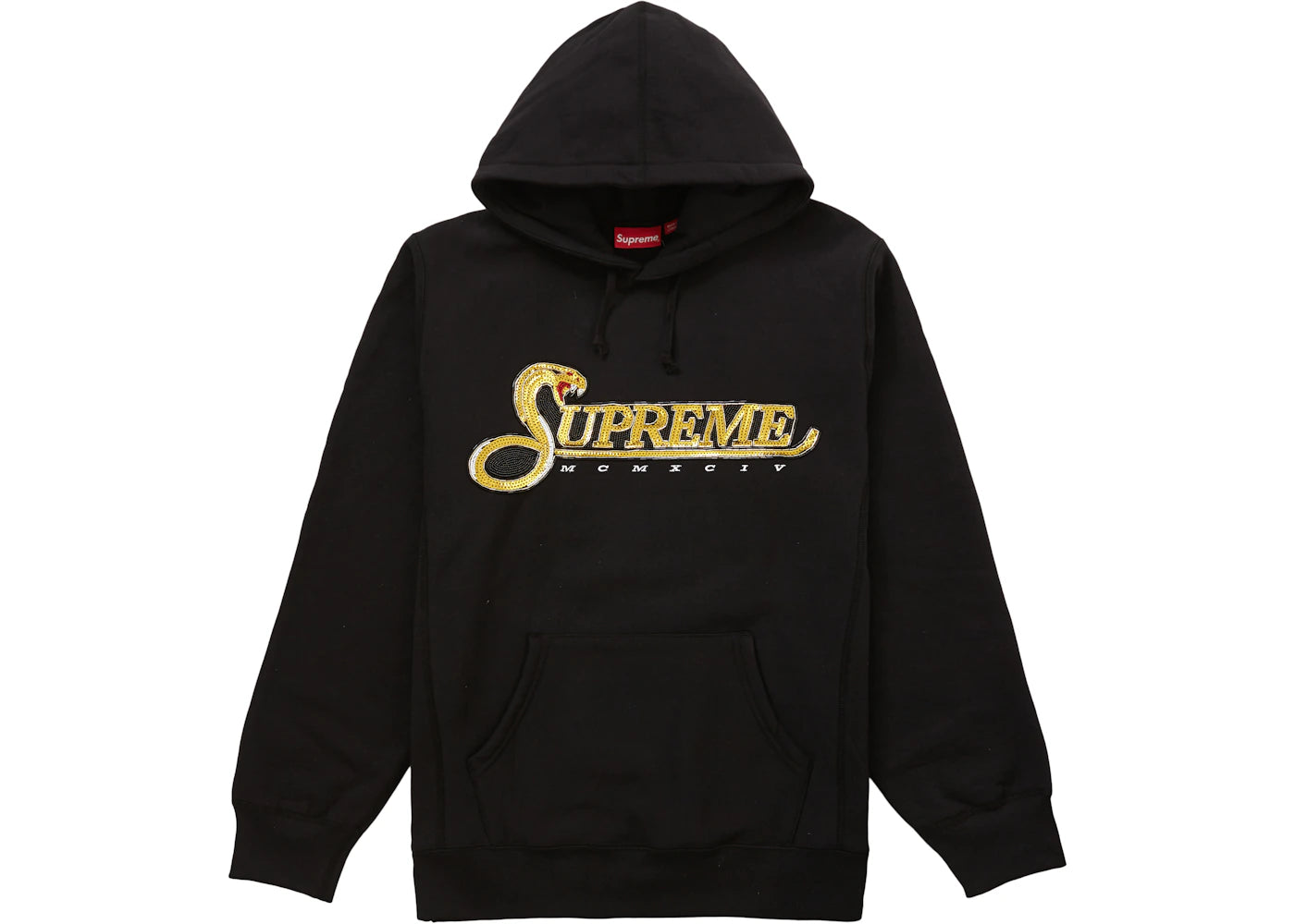 Supreme Sequin Viper Hooded Sweatshirt Black