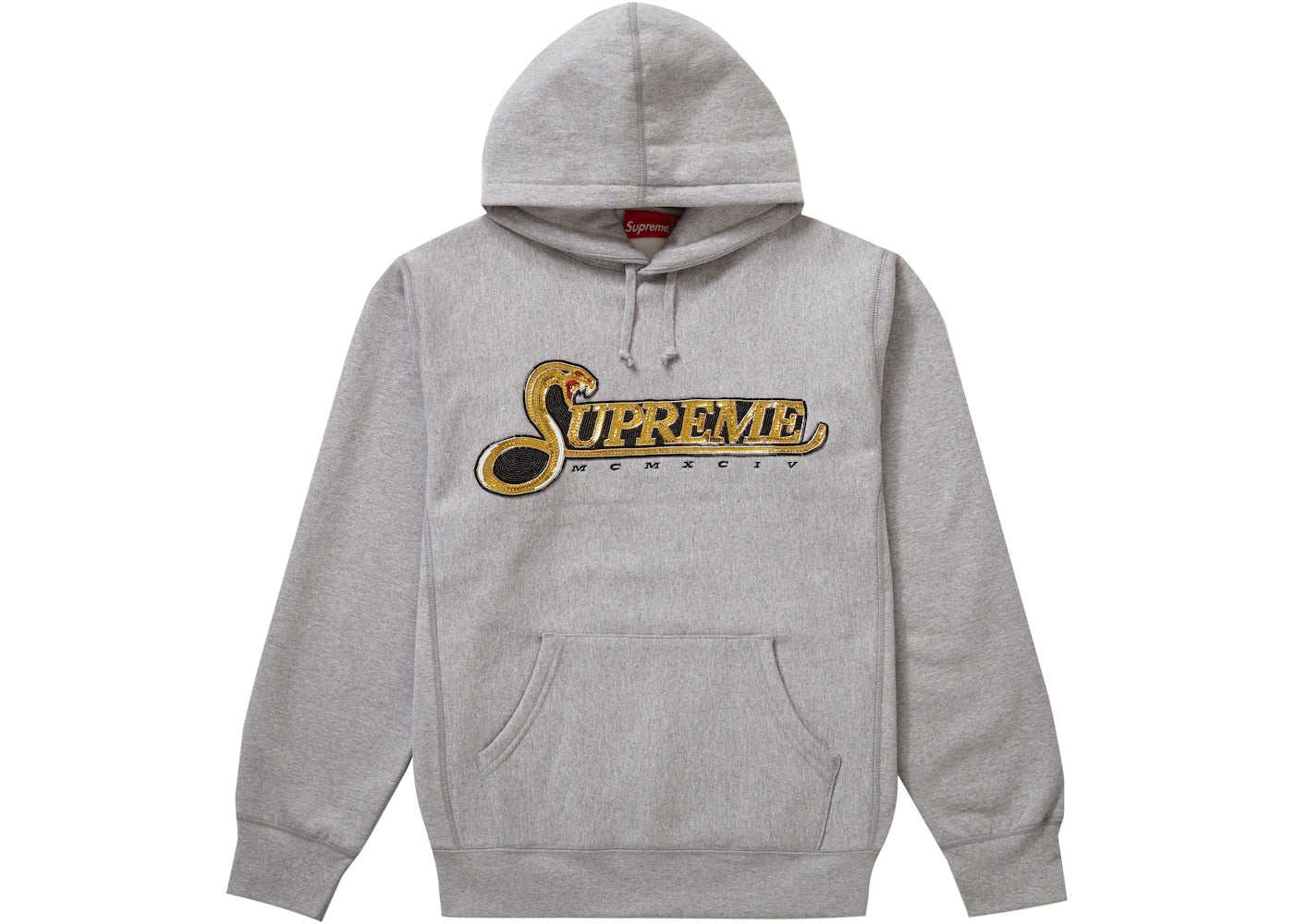 Supreme Sequin Viper Hooded Sweatshirt Heather Grey