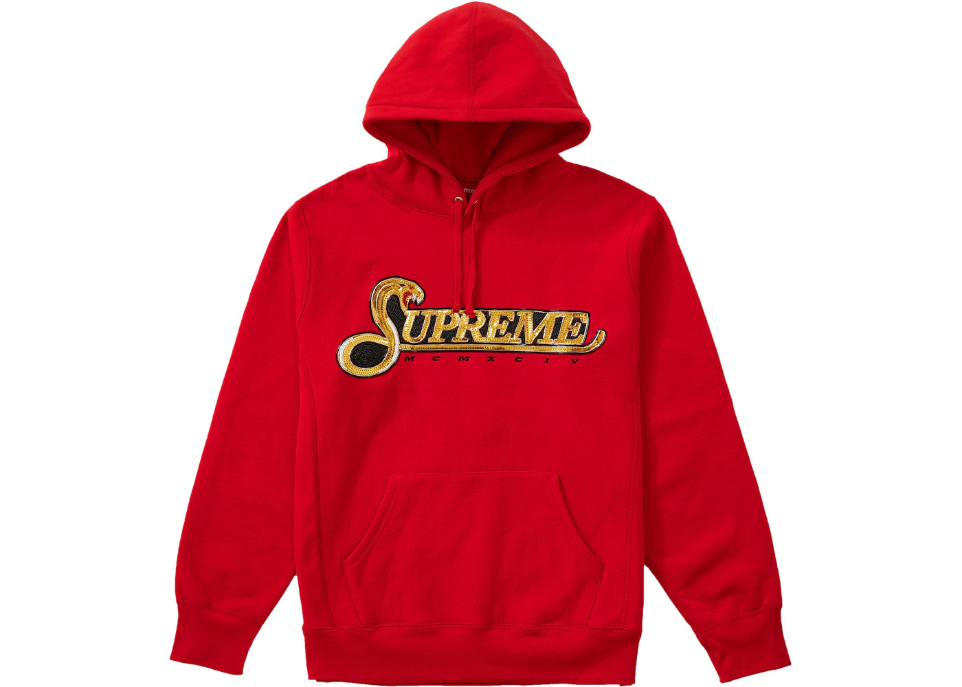 Supreme Sequin Viper Hooded Sweatshirt Red