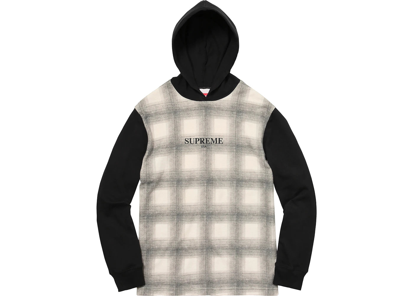 Supreme Shadow Plaid Hooded L/S Top Black