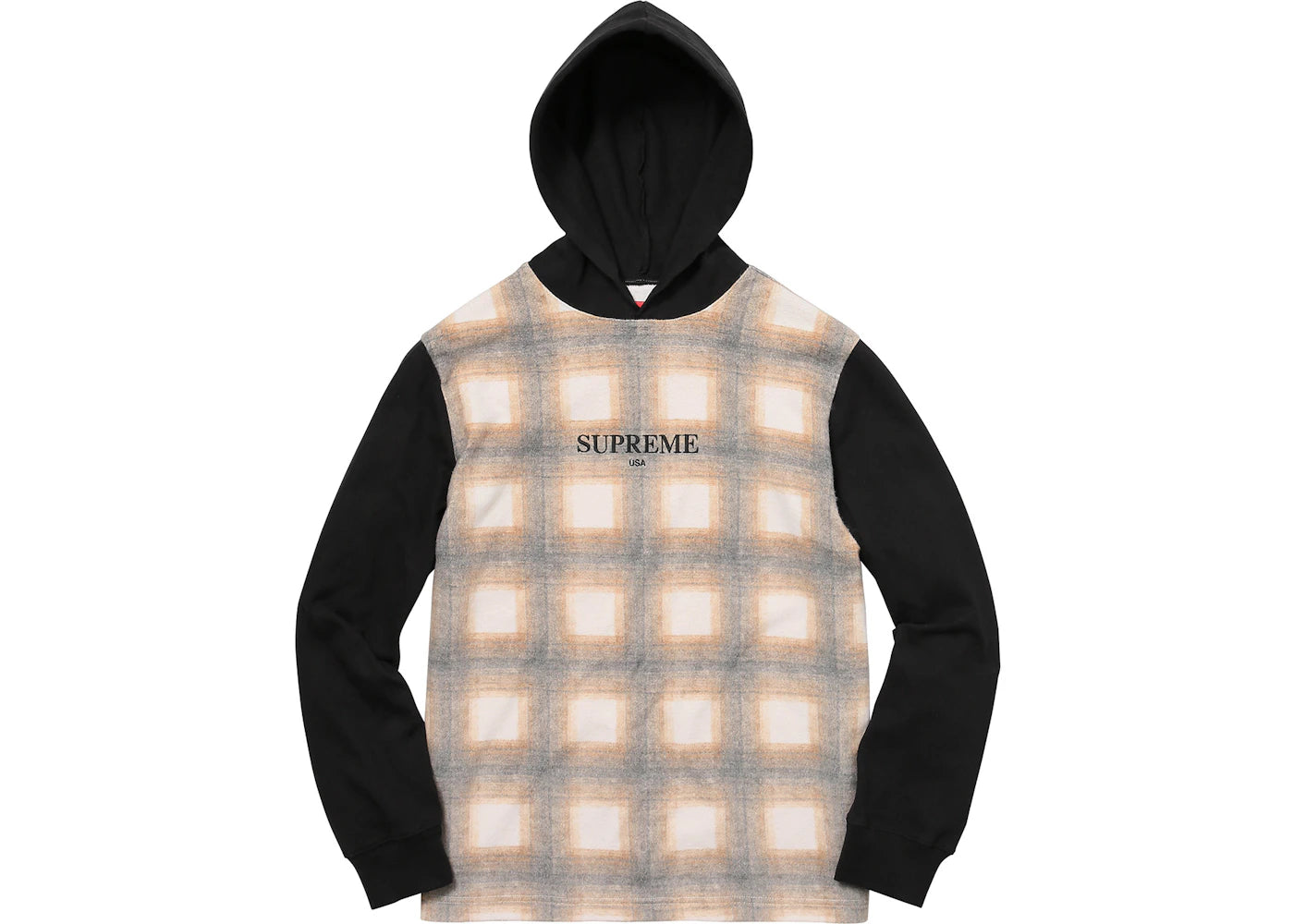 Supreme Shadow Plaid Hooded L/S Top Brown