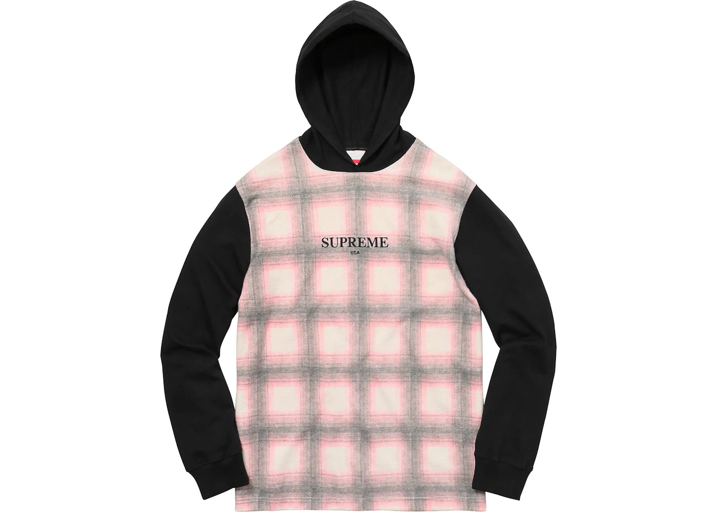 Supreme Shadow Plaid Hooded L/S Top Pink