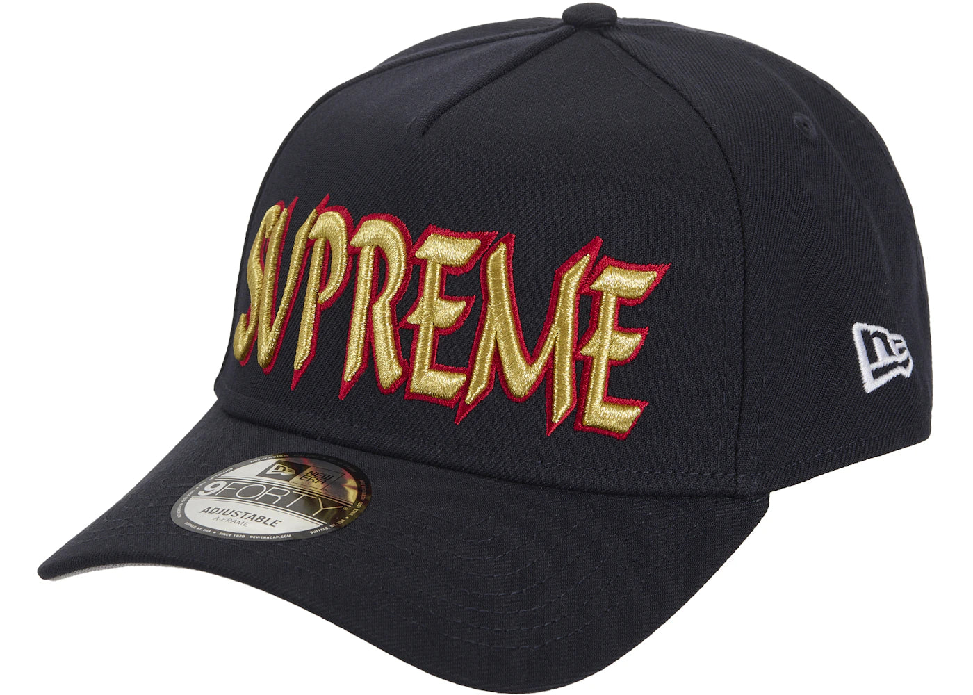 Supreme Sharp Spellout Adjustable New Era Cap Navy