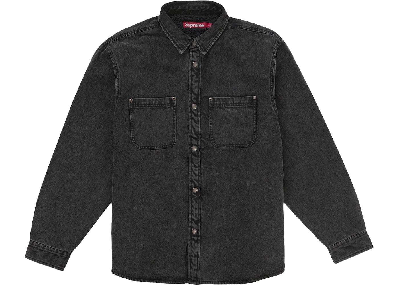 Supreme Shearling Lined Denim Work Shirt Overdyed Black