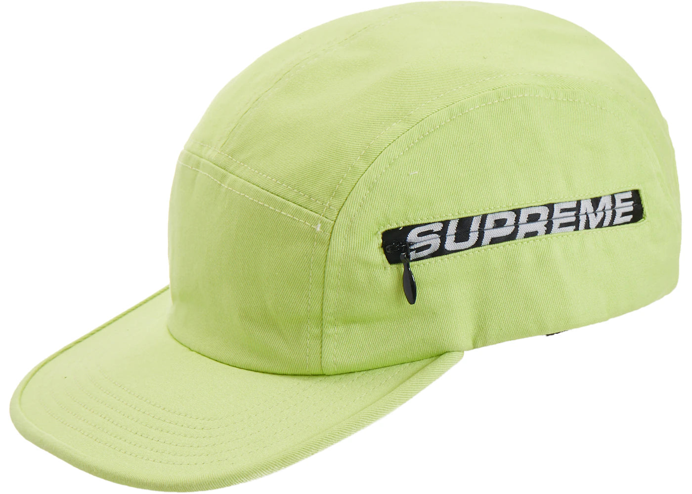 Supreme Side Zip Camp Cap (SS19) Light Neon Green