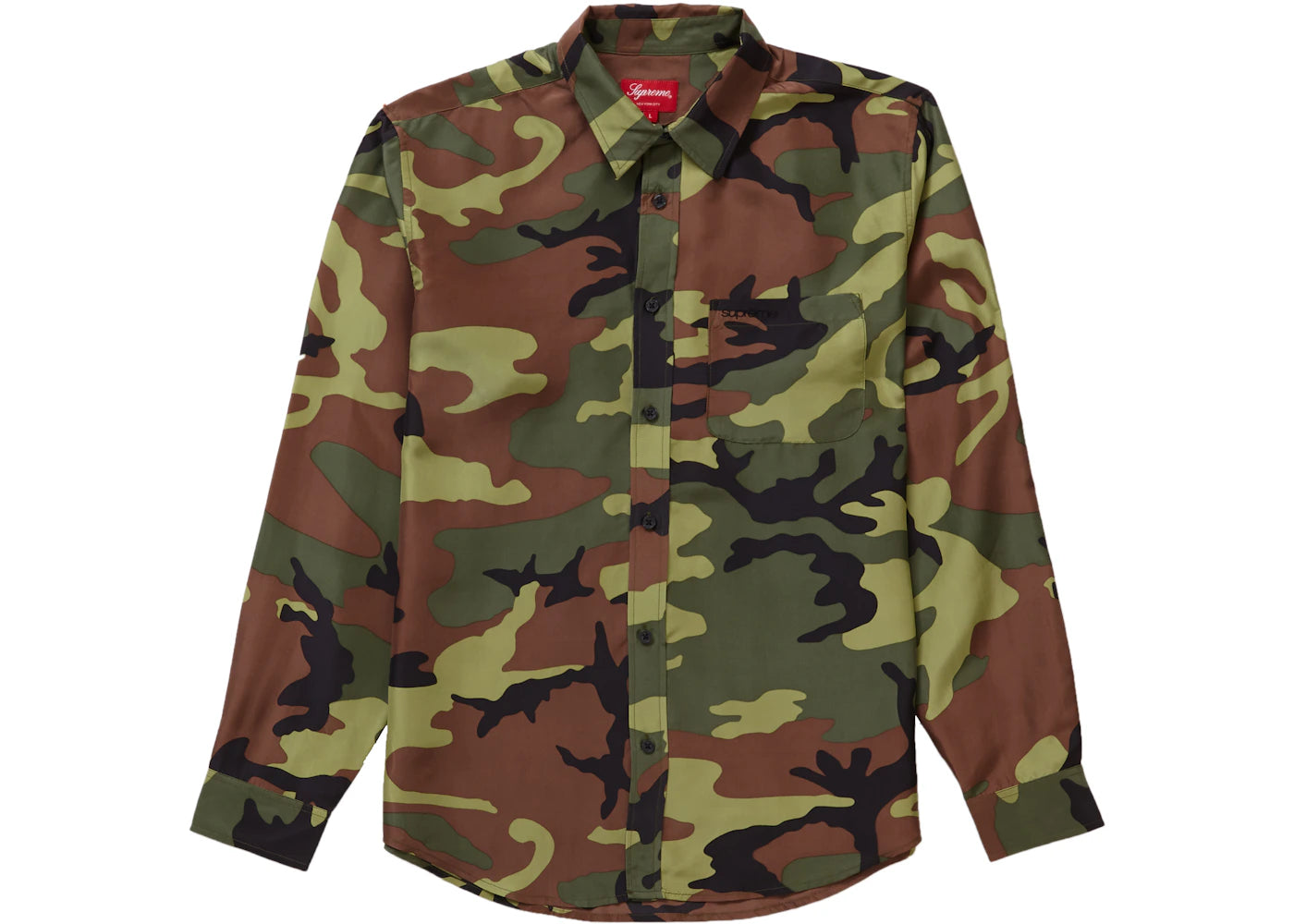 Supreme Silk Camo Shirt Woodland Camo