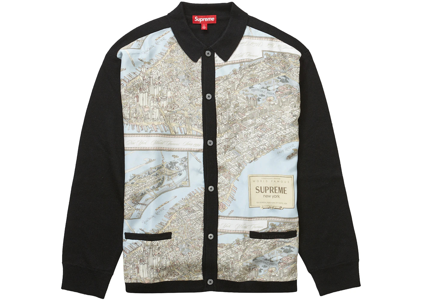 Supreme Silk Map Cardigan Black