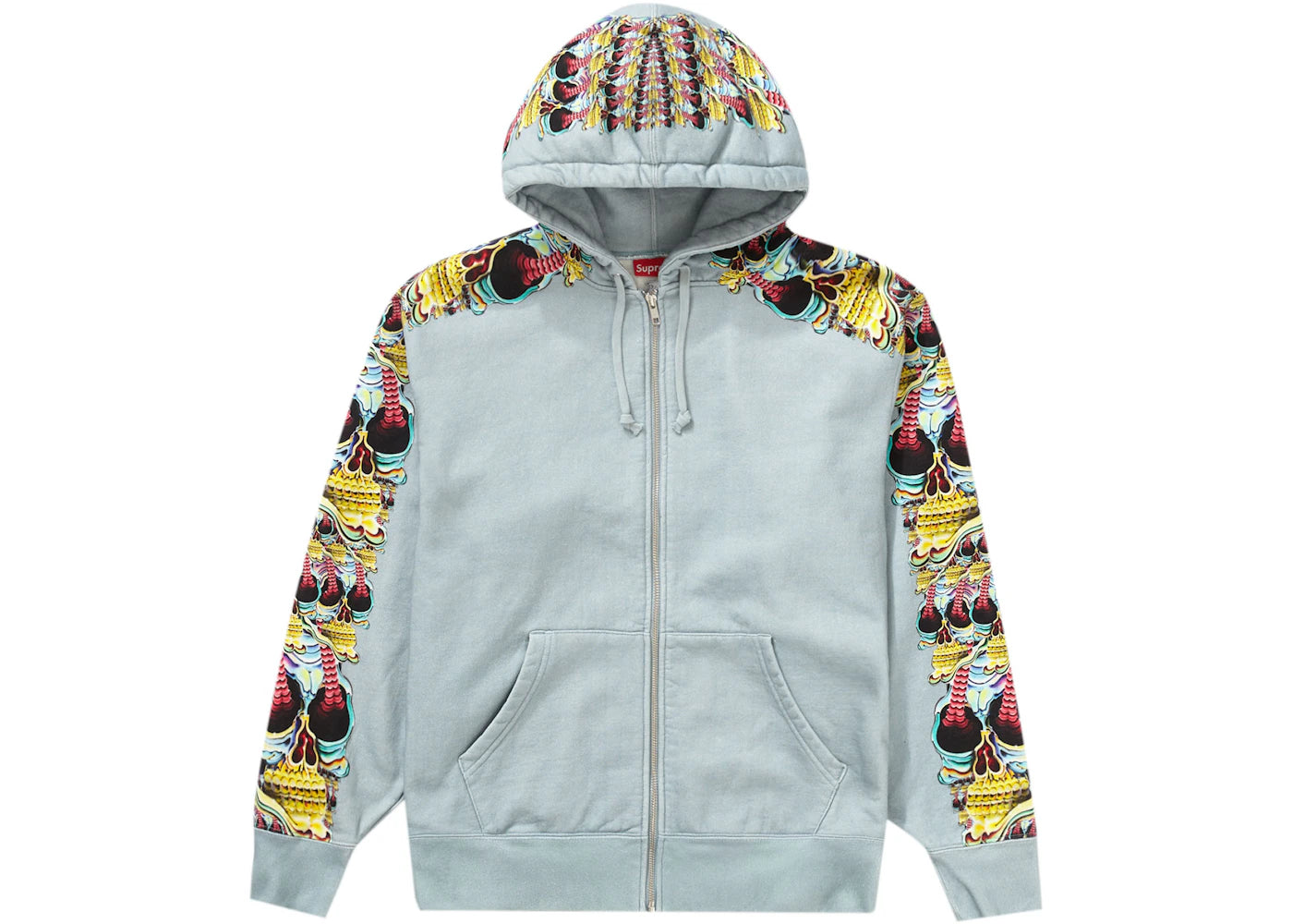 Supreme Skulls Zip Up Hooded Sweatshirt Light Slate