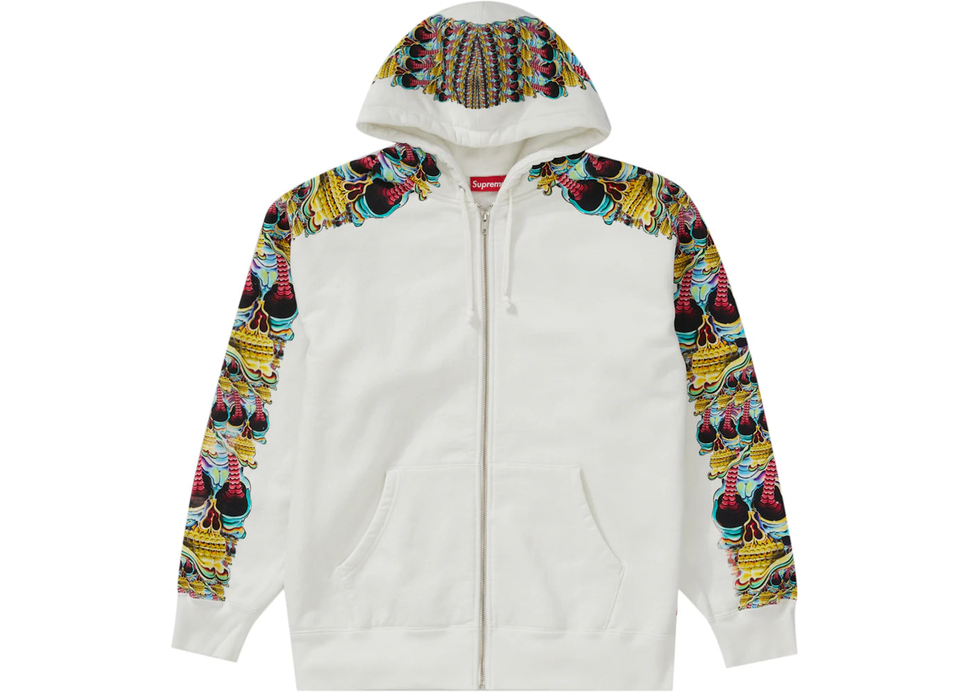 Supreme Skulls Zip Up Hooded Sweatshirt White