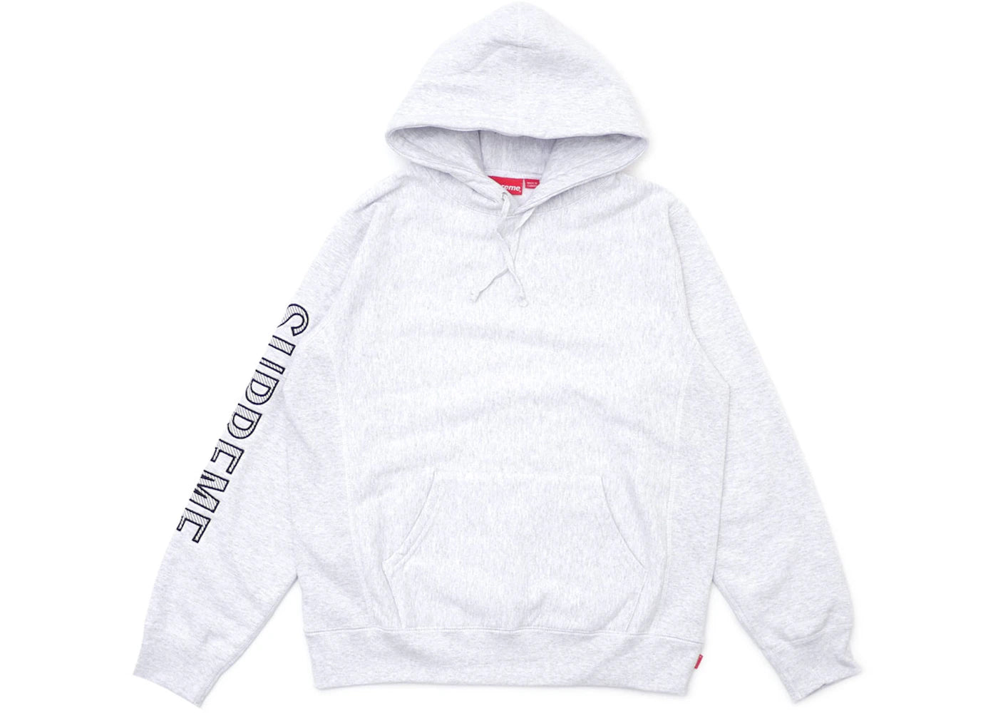 Supreme Sleeve Embroidery Hooded Sweatshirt Ash Grey