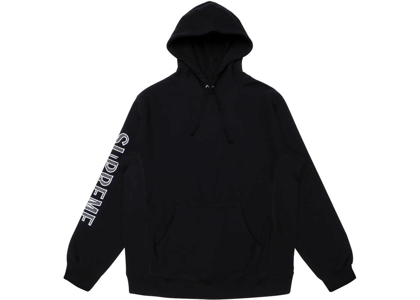 Supreme Sleeve Embroidery Hooded Sweatshirt Black
