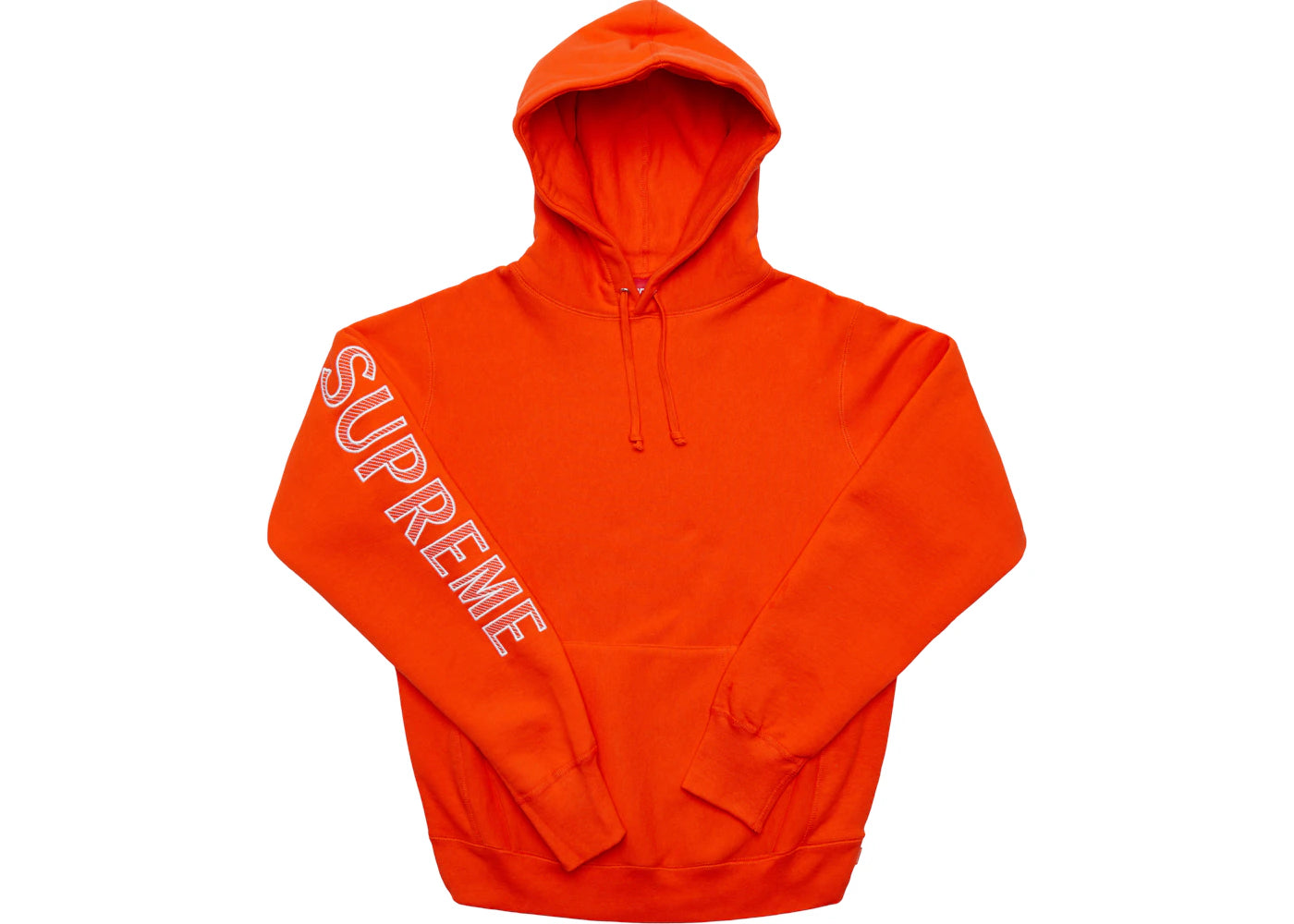 Supreme Sleeve Embroidery Hooded Sweatshirt Dark Orange
