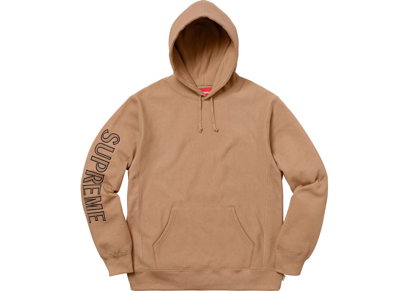 Supreme Sleeve Embroidery Hooded Sweatshirt Light Brown