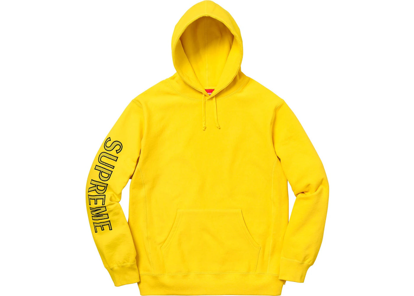 Supreme Sleeve Embroidery Hooded Sweatshirt Yellow