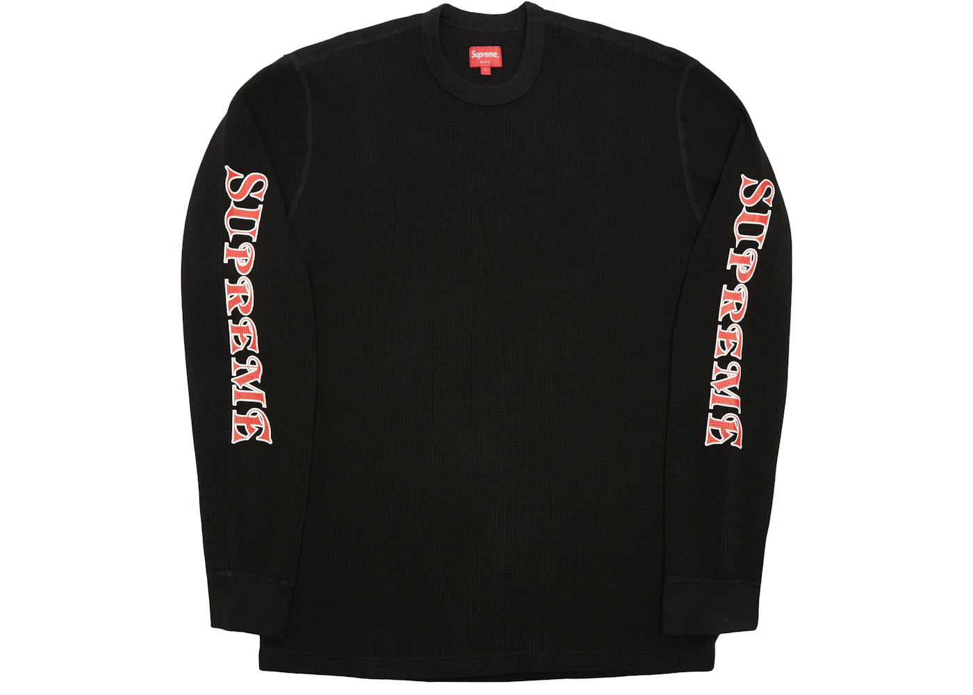 Supreme Sleeve Logo Waffle Thermal Black