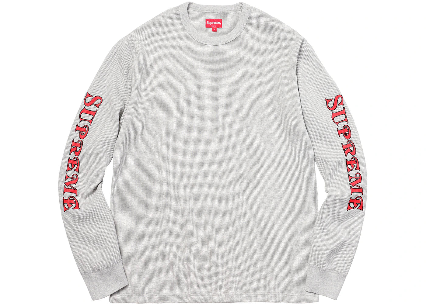 Supreme Sleeve Logo Waffle Thermal Heather Grey