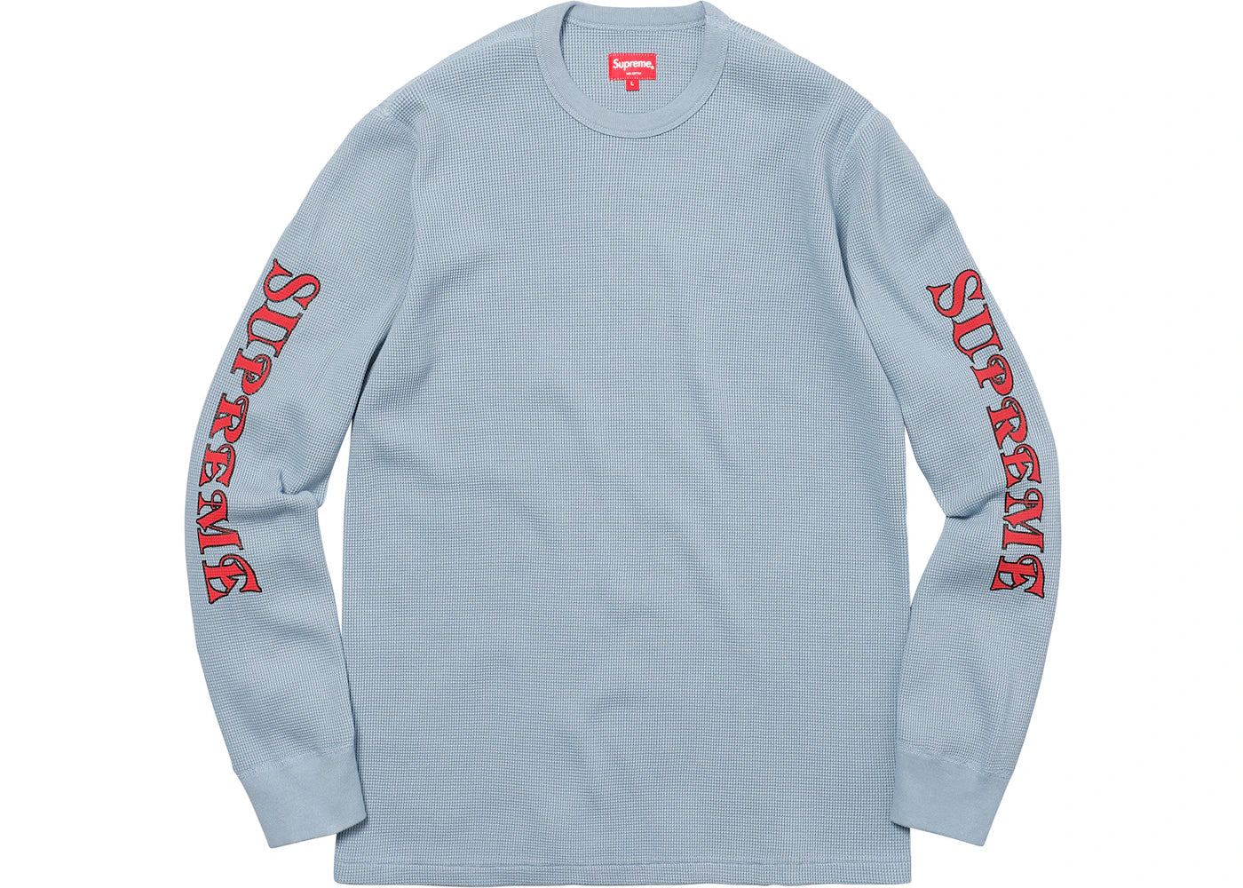 Supreme Sleeve Logo Waffle Thermal Light Blue