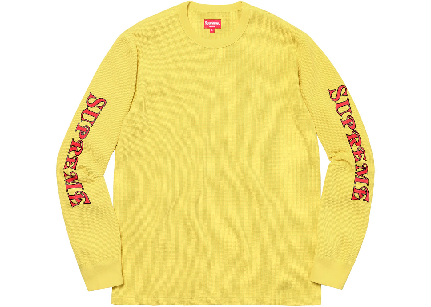 Supreme Sleeve Logo Waffle Thermal Pale Yellow