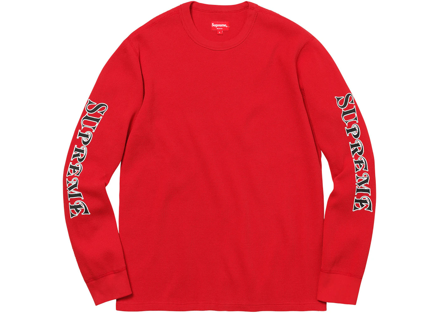 Supreme Sleeve Logo Waffle Thermal Red