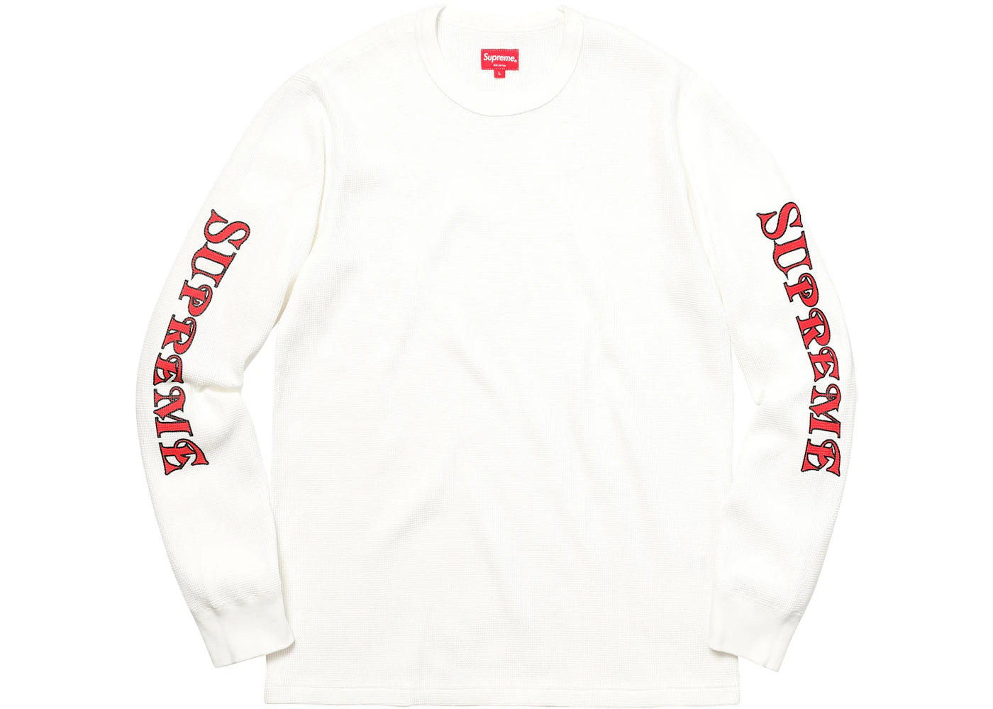 Supreme Sleeve Logo Waffle Thermal White