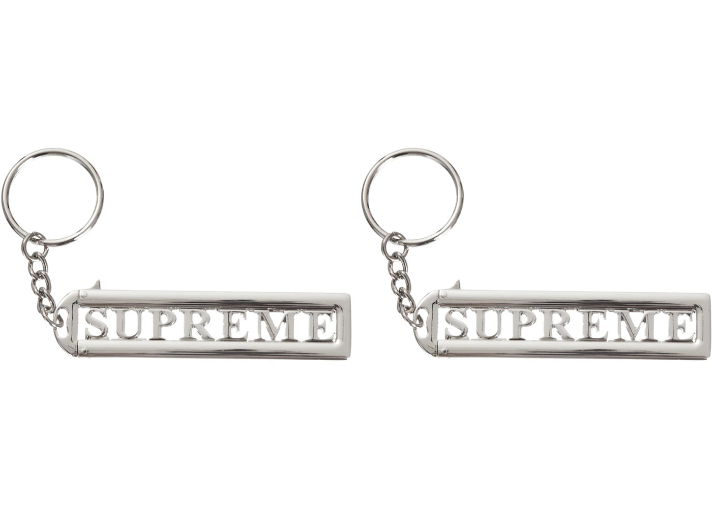 Supreme Slide Keychain (Set of 2) Silver