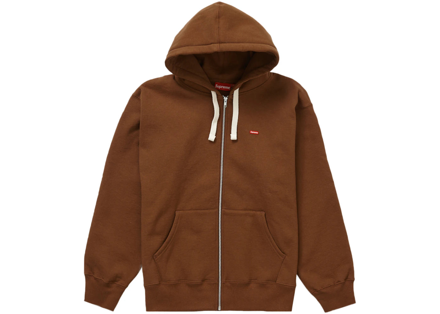 Supreme Small Box Drawcord Zip Up Hooded Sweatshirt Brown