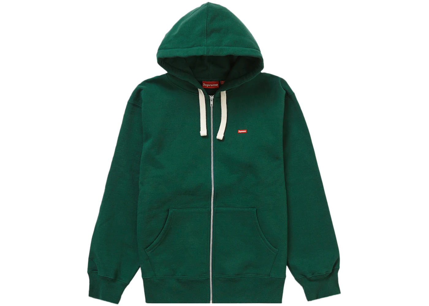 Supreme Small Box Drawcord Zip Up Hooded Sweatshirt Dark Green