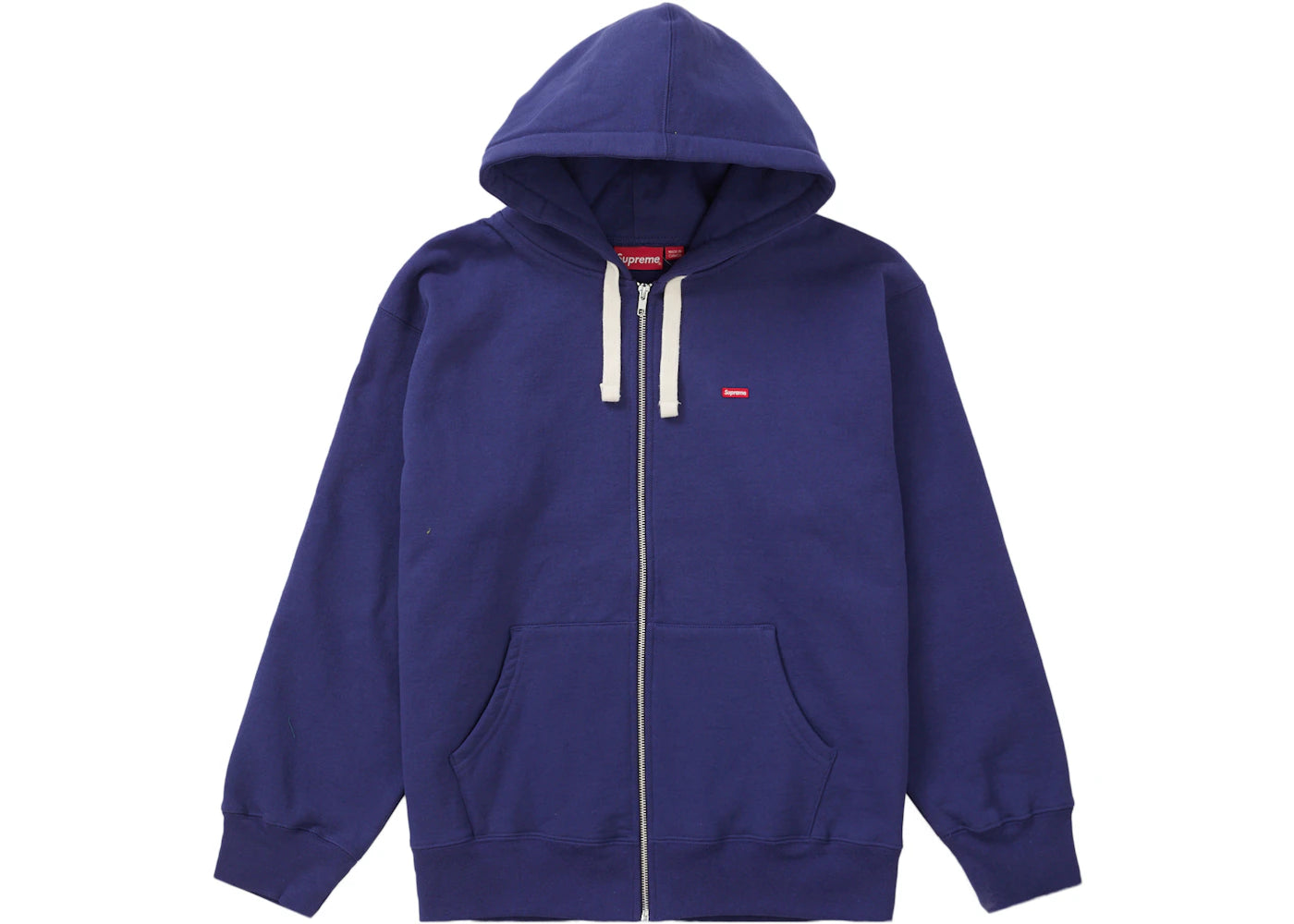 Supreme Small Box Drawcord Zip Up Hooded Sweatshirt Washed Navy