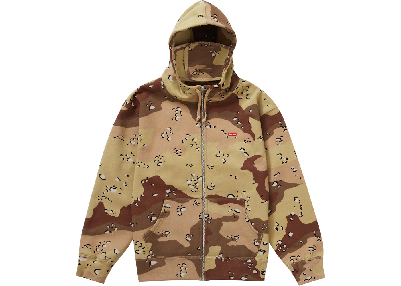 Supreme Small Box Facemask Zip Up Hooded Sweatshirt Chocolate Chip Camo