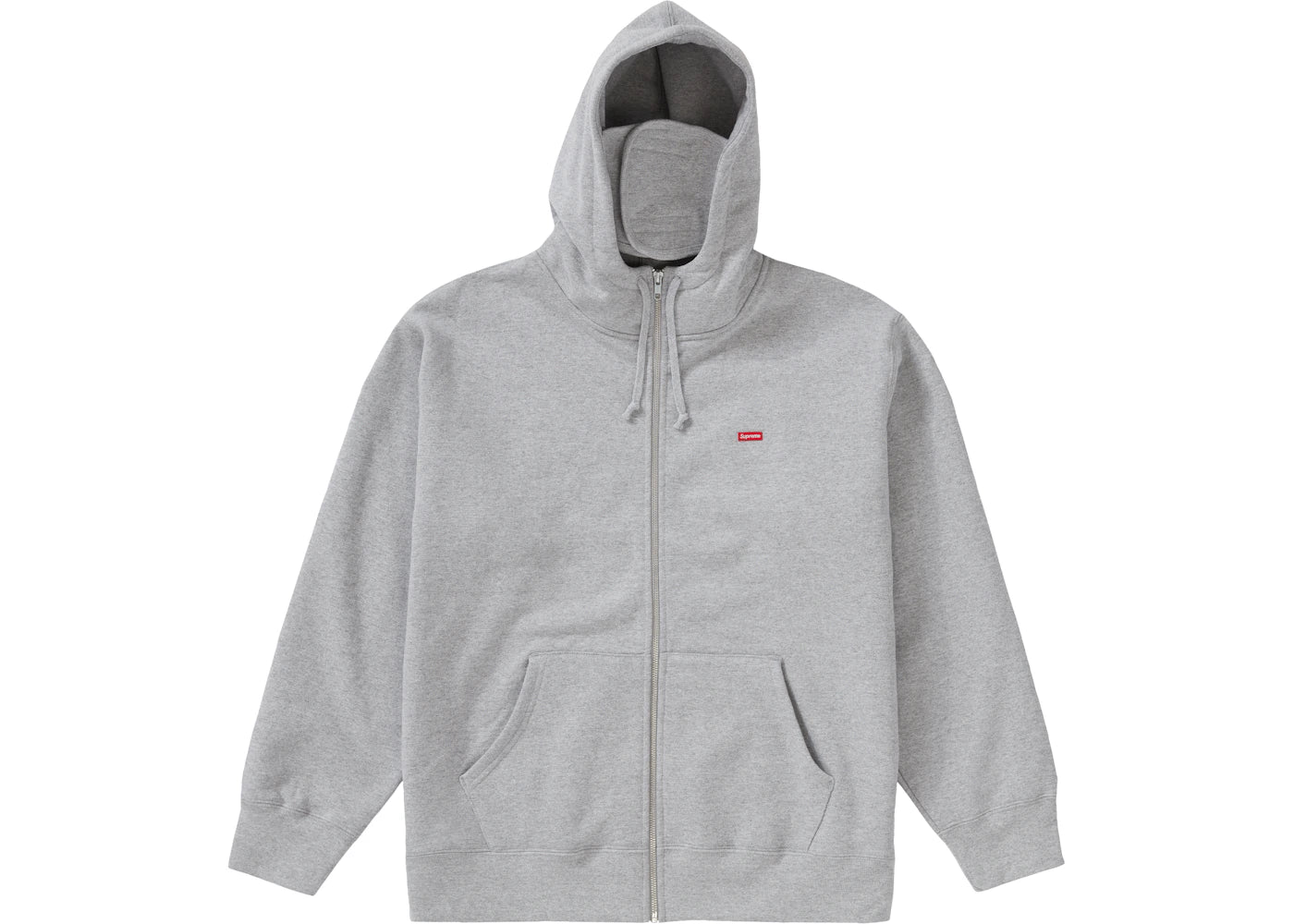 Supreme Small Box Facemask Zip Up Hooded Sweatshirt Heather Grey