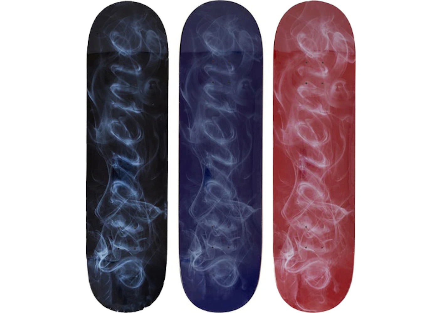 Supreme Smoke Skateboard Deck Black/Navy/Red Set