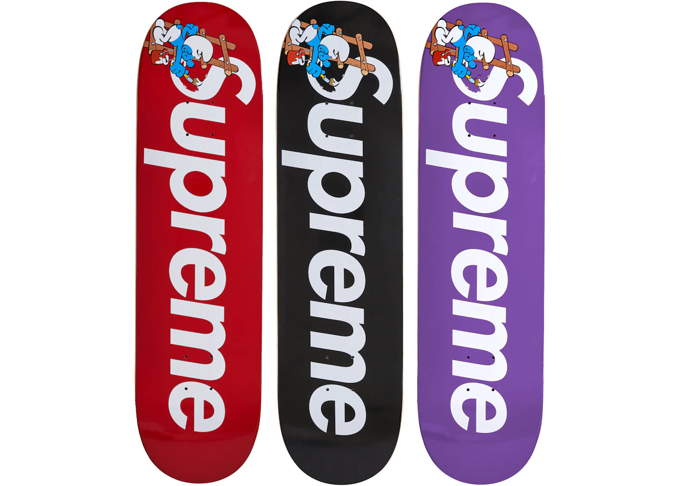 Supreme Smurfs Skateboard Red/Purple/Black Set