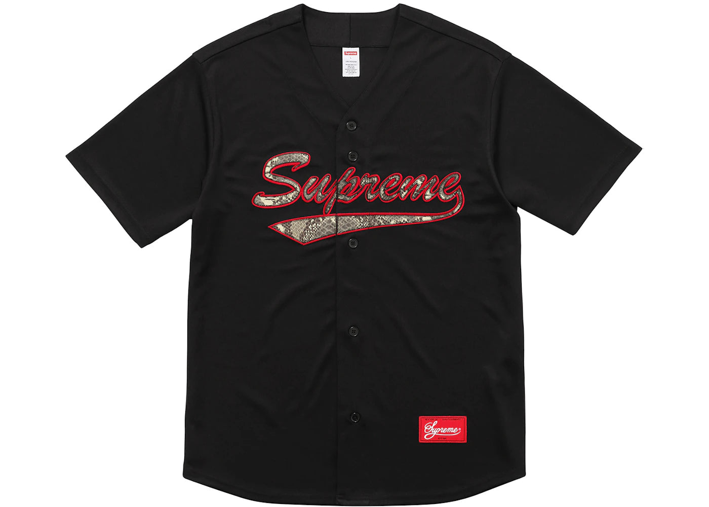 Supreme Snake Script Logo Baseball Jersey Black