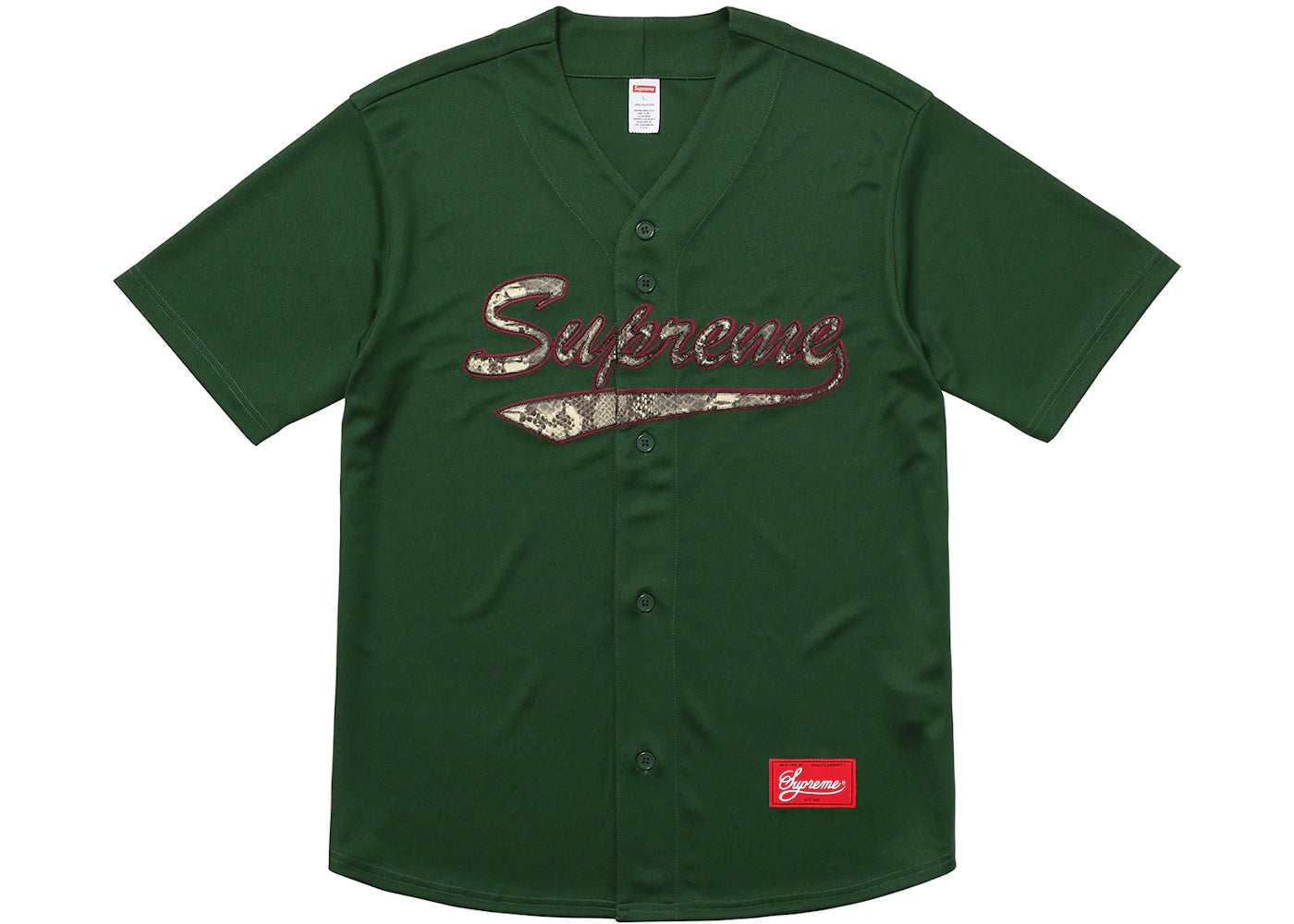 Supreme Snake Script Logo Baseball Jersey Dark Green