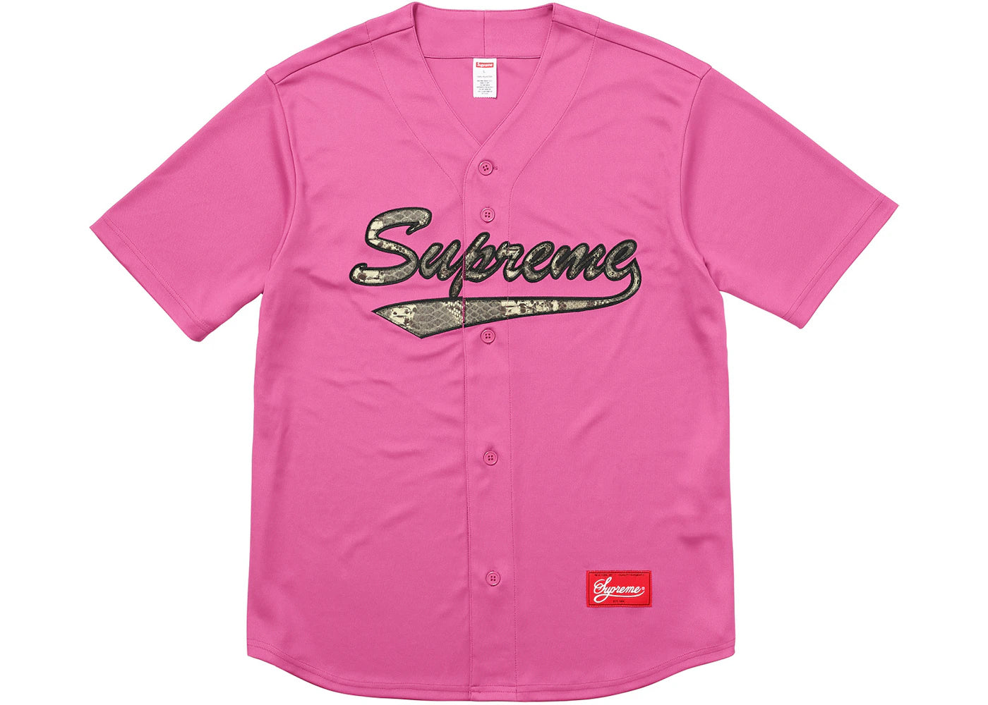 Supreme Snake Script Logo Baseball Jersey Pink